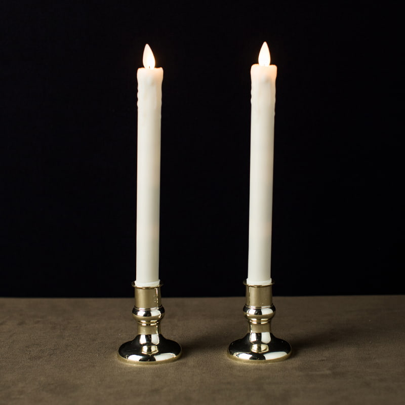 Paquet de 2 bougies coniques sans flamme en cire dégoulinante