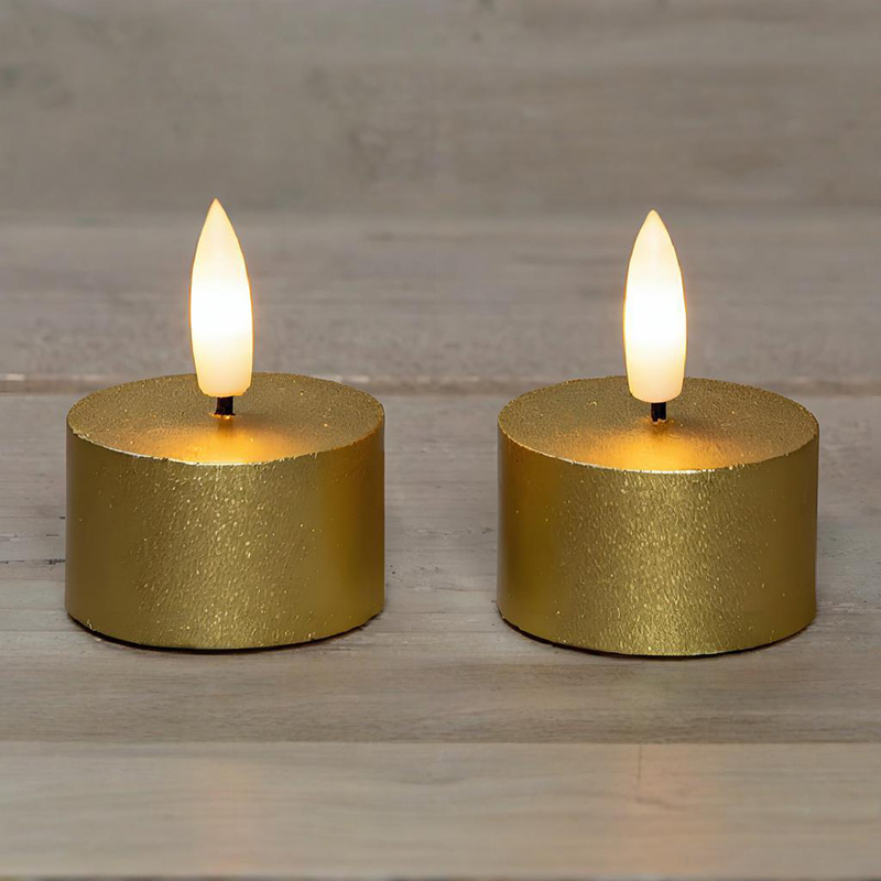 Lot de 2 bougies chauffe-plat dorées sans flamme