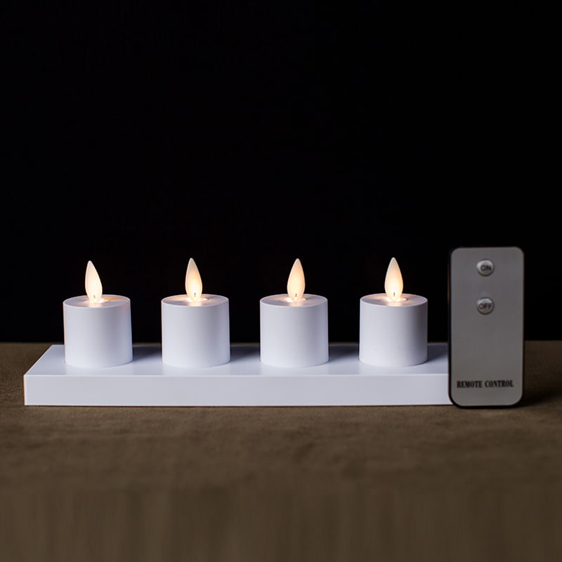 Paquet de 4 bougies blanches inductives rechargeables sans flamme