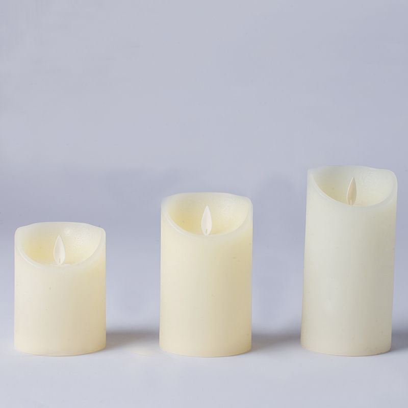 Ensemble de 3 bougies sans flamme en cire véritable ivoire