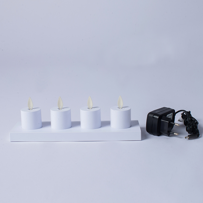 Paquet de 4 bougies blanches inductives rechargeables sans flamme