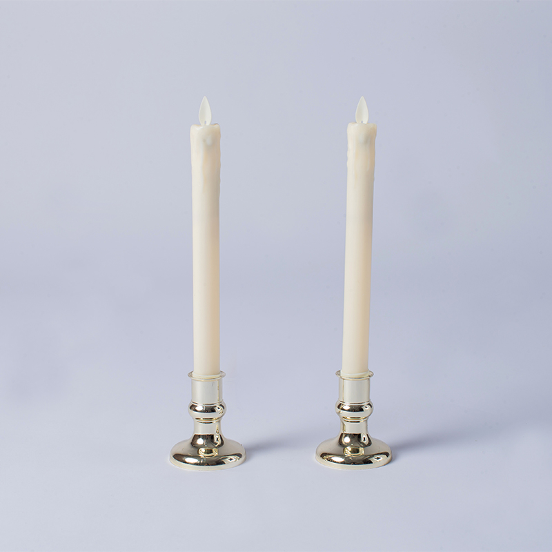 Paquet de 2 bougies coniques sans flamme en cire dégoulinante