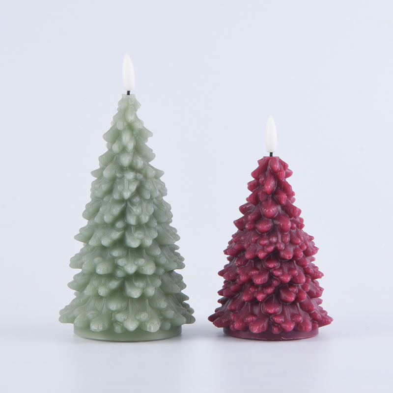 Bougie à piles en forme d'arbre de Noël vert