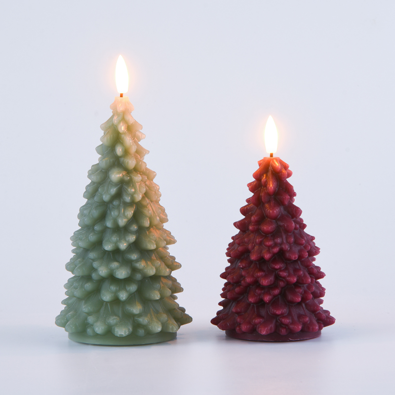 Bougie à piles en forme d'arbre de Noël vert